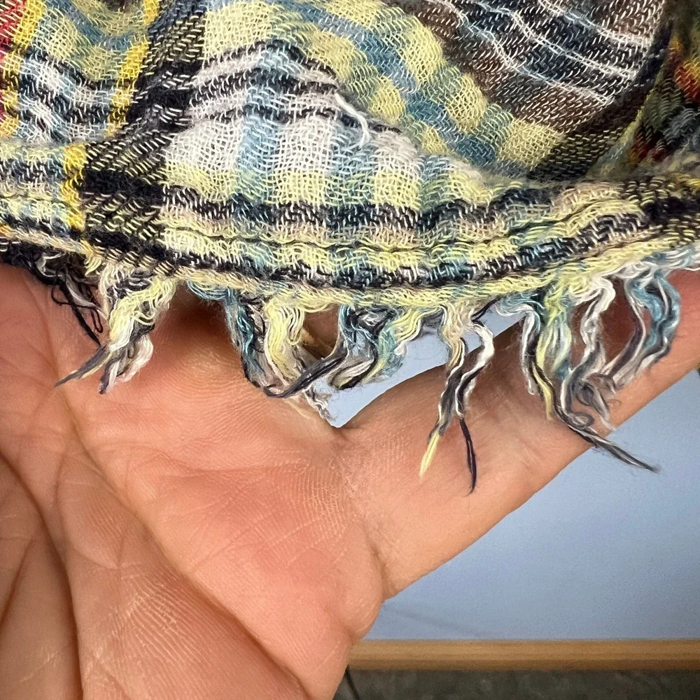 Free People Come On Over Plaid Button-down Swing Top Size XS‎ Oversized Raw Hem